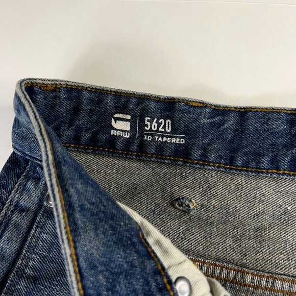 G-Star Raw Mens 5620 3D Tapered Jeans Blue Pockets Medium Wash Button Fly 33x34 - Picture 10 of 12